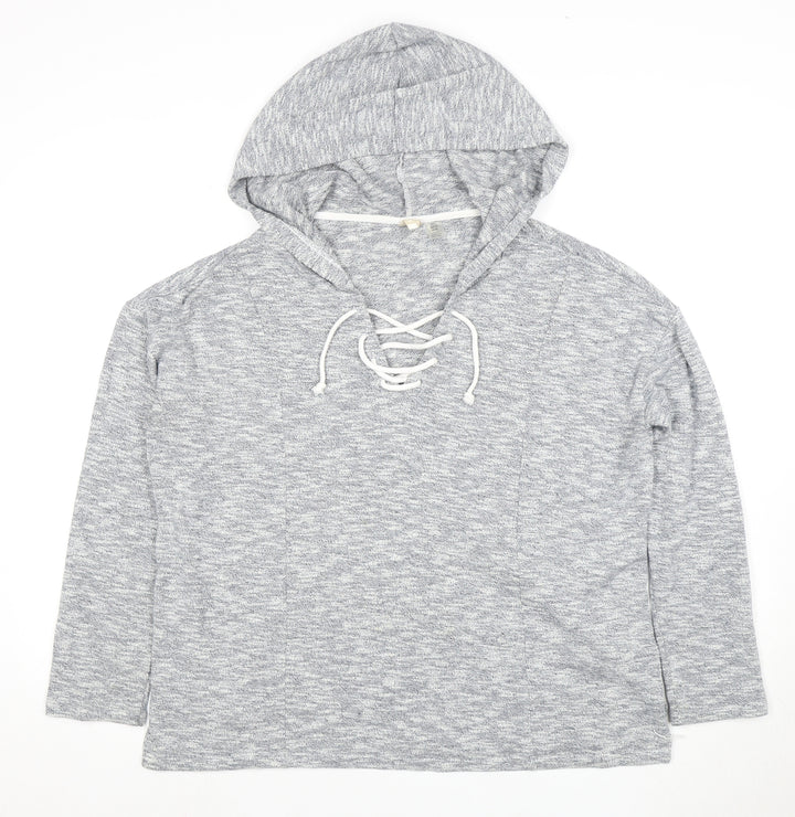 Roxy Women's Grey Pullover Hoodie, Size 12, Lace-Up