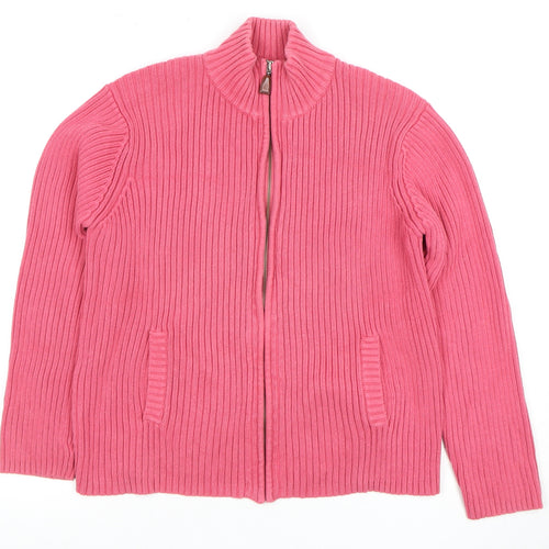 Luckyport Women's Pink Cardigan Size 2 Full Zip Cotton