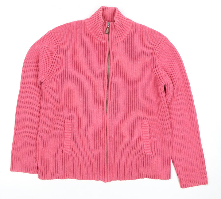 Luckyport Women's Pink Cardigan Size 2 Full Zip Cotton