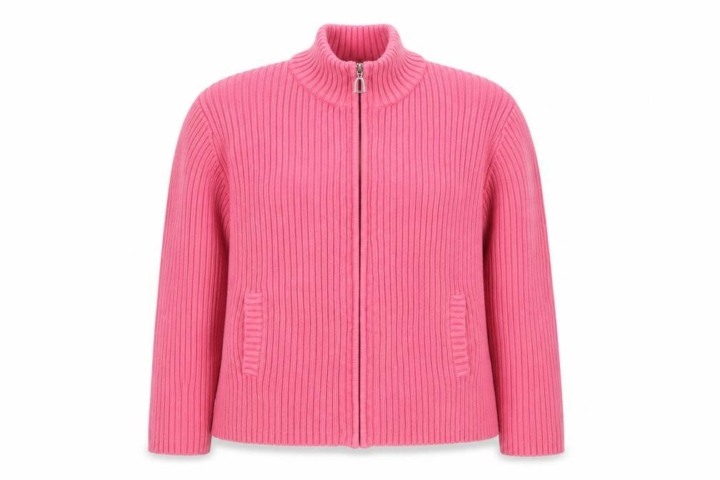 Luckyport Women's Pink Cardigan Size 2 Full Zip Cotton
