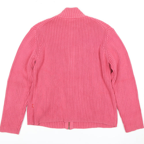 Luckyport Women's Pink Cardigan Size 2 Full Zip Cotton
