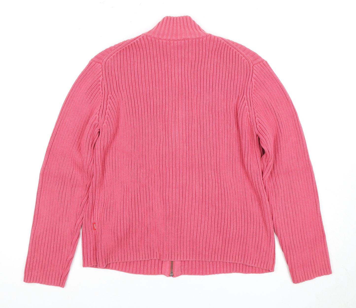 Luckyport Women's Pink Cardigan Size 2 Full Zip Cotton