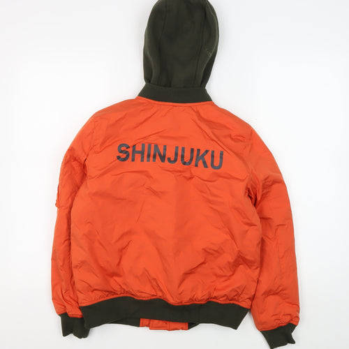 Zara Boys Orange Bomber Jacket, Hooded, Size 10