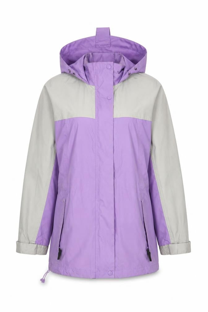 Front view of Being Casual Women's Purple Rain Coat Jacket, size 12