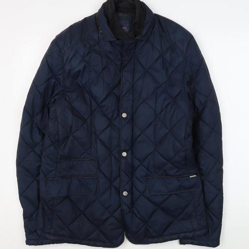 Zara Quilted Men's Blue Jacket, L, Mid-Length, Casual