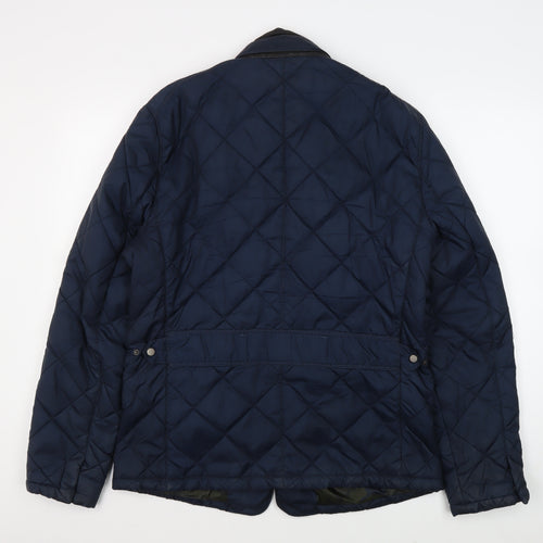 Zara Quilted Men's Blue Jacket, L, Mid-Length, Casual