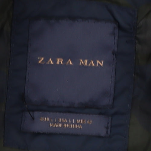 Zara Quilted Men's Blue Jacket, L, Mid-Length, Casual