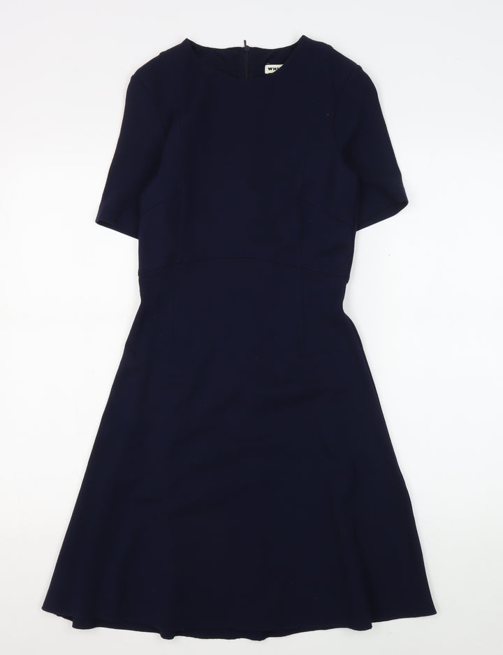 Whistles Women's Blue Fit & Flare Knee Length Dress, Size 8