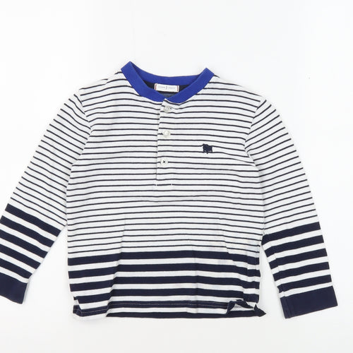 Junior J Boys' White Striped T-Shirt, 4-5 Years, Long Sleeve
