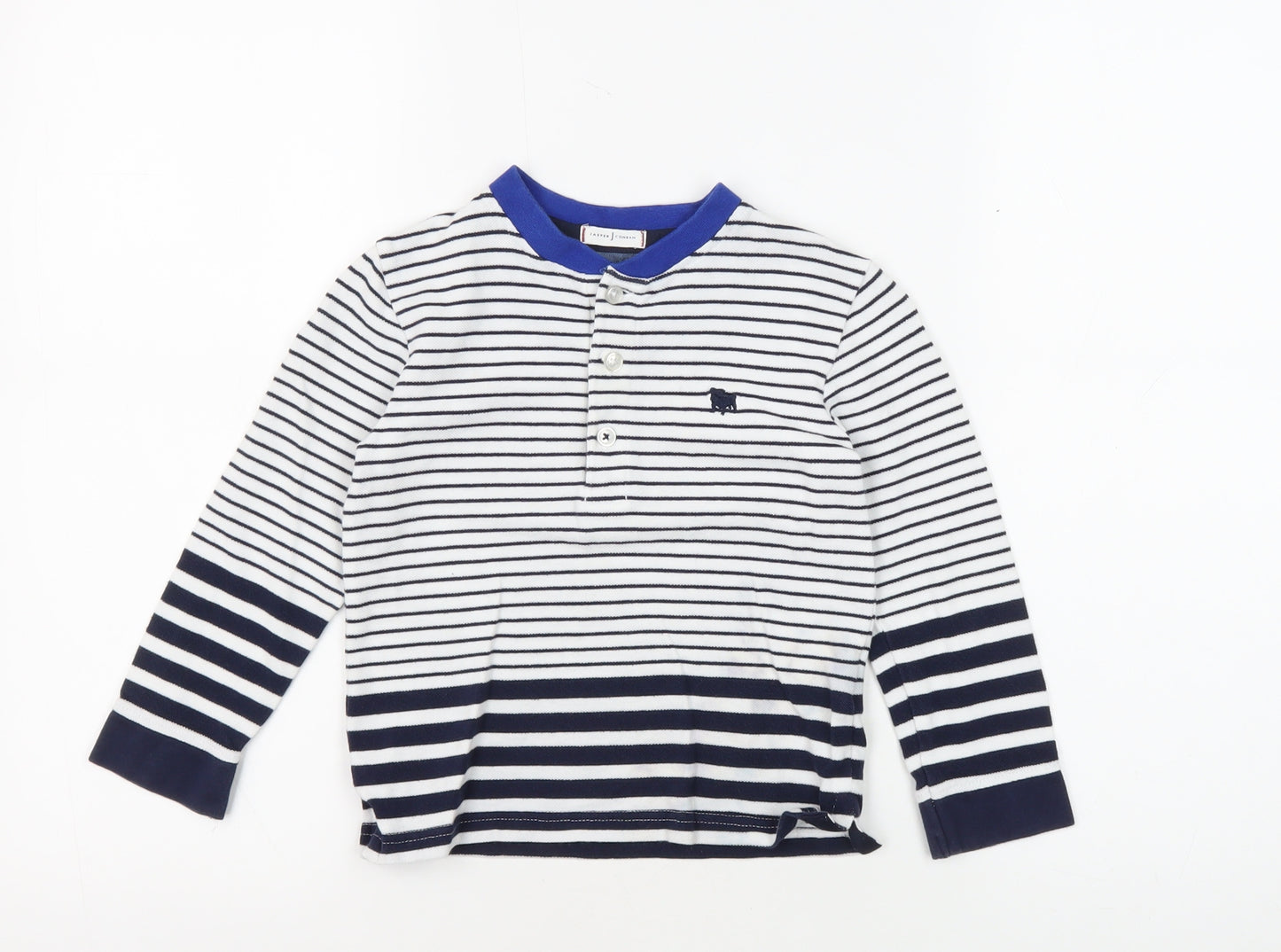 Junior J Boys' White Striped T-Shirt, 4-5 Years, Long Sleeve
