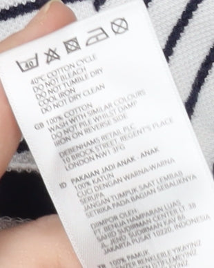 Junior J Boys' White Striped T-Shirt, 4-5 Years, Long Sleeve