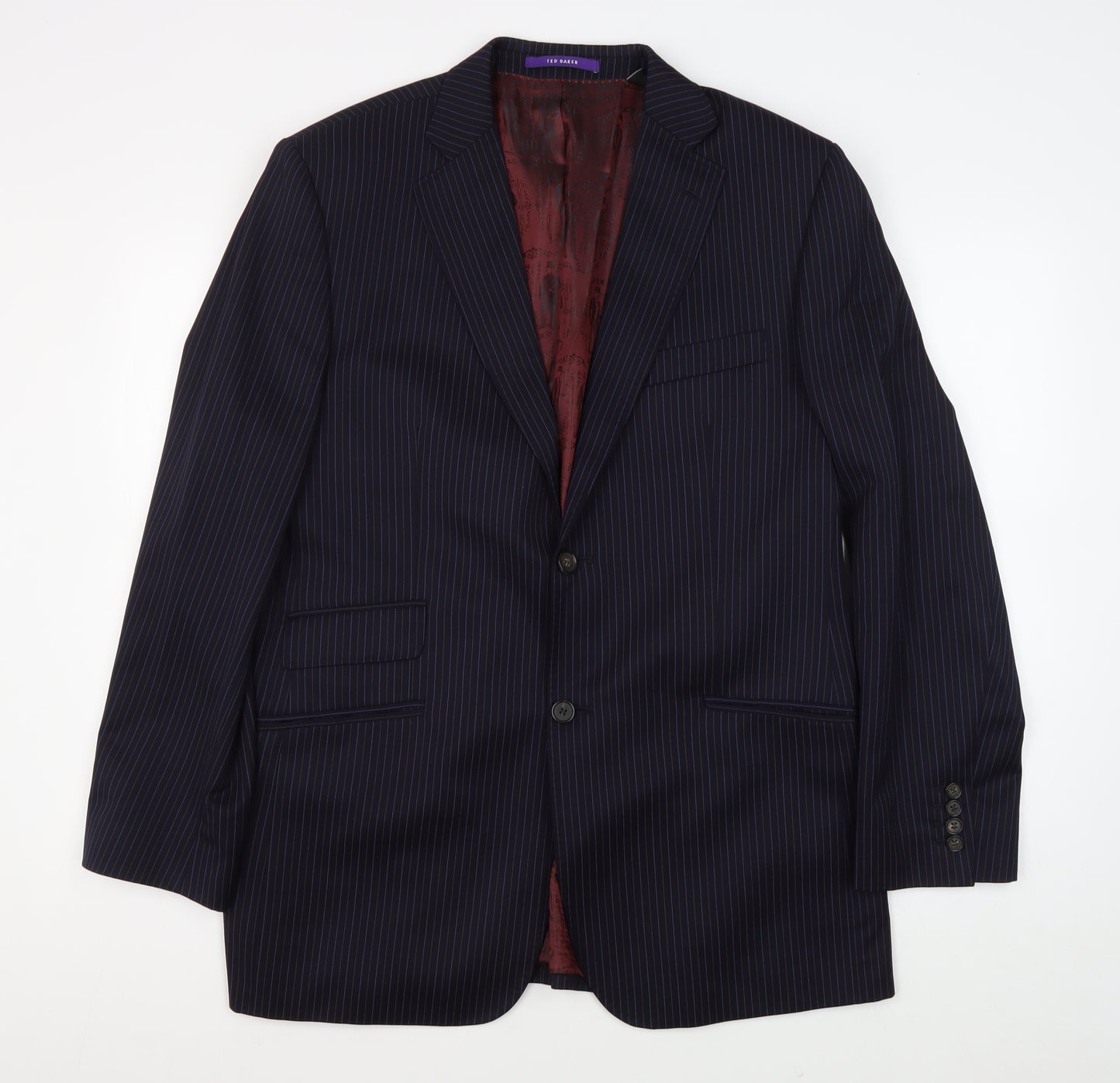 Ted Baker Men's Blue Striped Wool Suit Jacket 42R