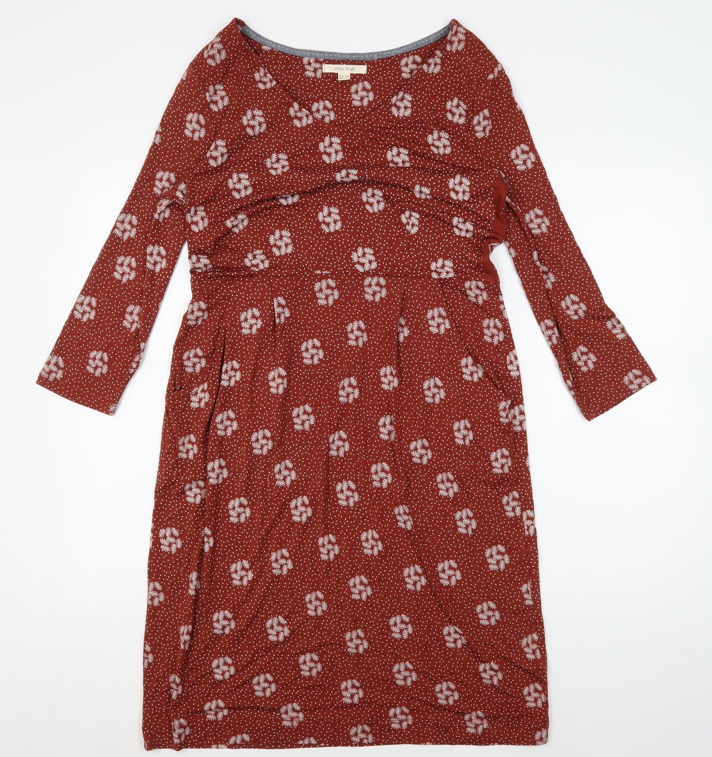 White Stuff Red Floral Sheath Dress Size 12
