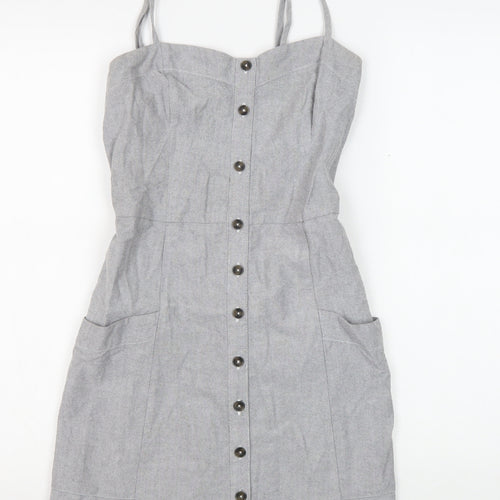 Abercrombie & Fitch Grey Pinafore Dress, S, Women's Casual Style