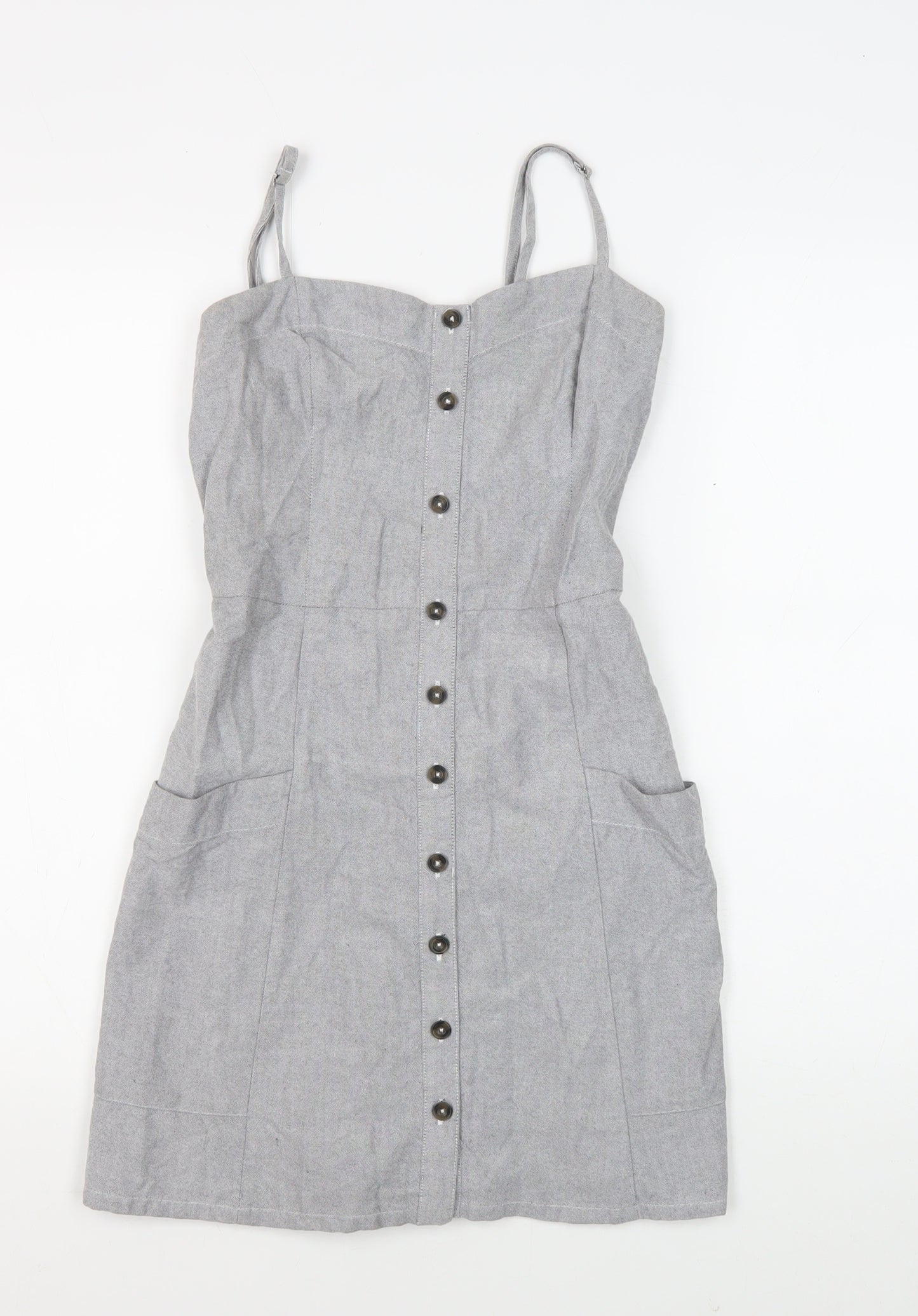 Abercrombie & Fitch Grey Pinafore Dress, S, Women's Casual Style