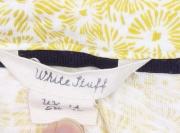 White Stuff Women's Yellow Floral Button-Up Shirt Size 14
