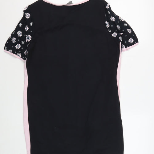 Laura Ashley Women's Black Floral Short Sleeve T-Shirt