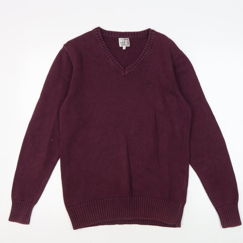 Firetrap Men's Red V-Neck Cotton Pullover Jumper S