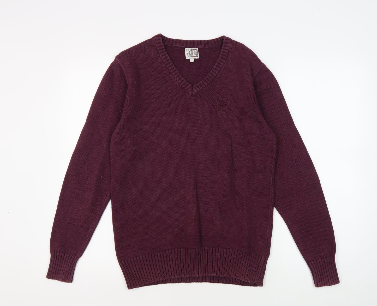 Firetrap Men's Red V-Neck Cotton Pullover Jumper S