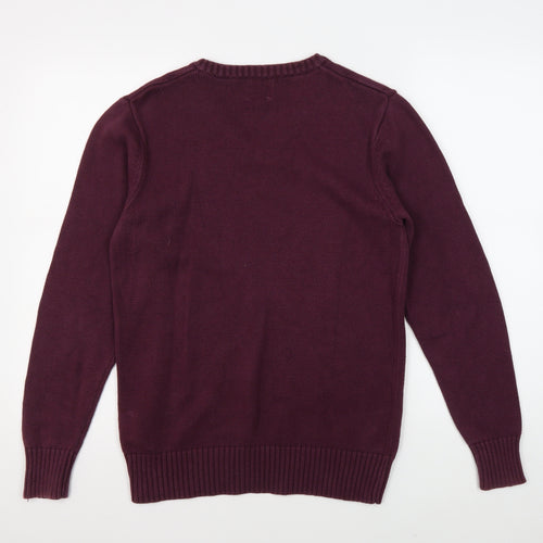 Firetrap Men's Red V-Neck Cotton Pullover Jumper S
