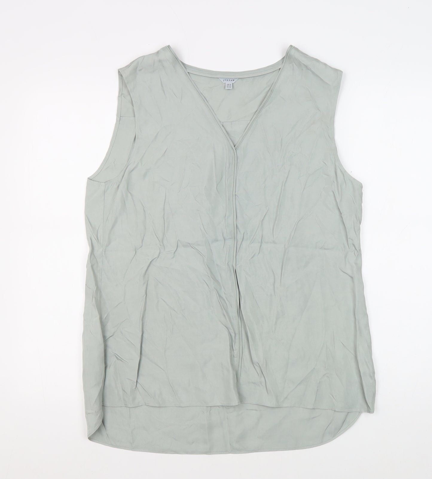 Jigsaw Women's Grey V-Neck Sleeveless Top Size 14