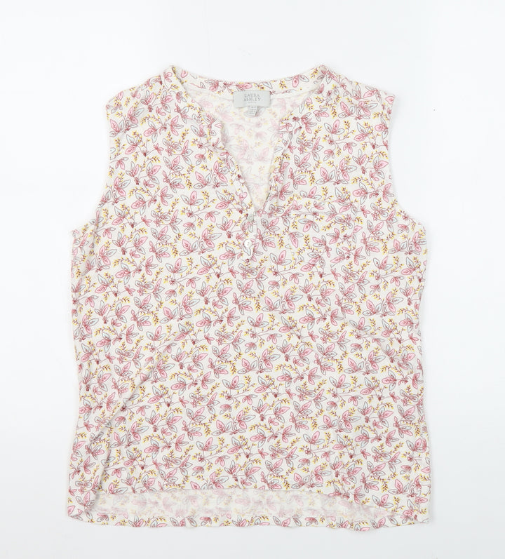 Laura Ashley Women’s Floral Blouse, V-Neck, UK 14, Multicoloured