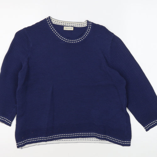 Eastex Women's Blue Striped Jersey Top - Size 12, 3/4 Sleeve