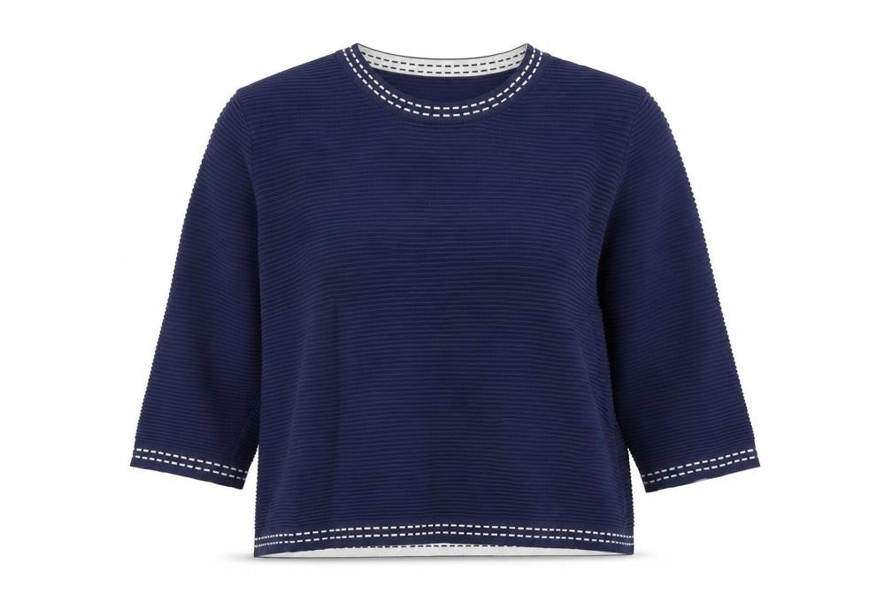 Eastex Women's Blue Striped Jersey Top - Size 12, 3/4 Sleeve