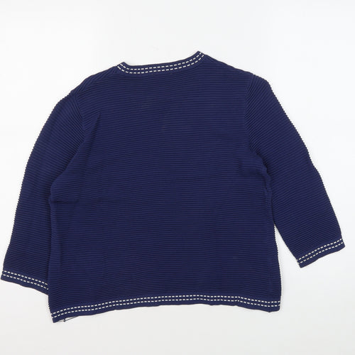 Eastex Women's Blue Striped Jersey Top - Size 12, 3/4 Sleeve
