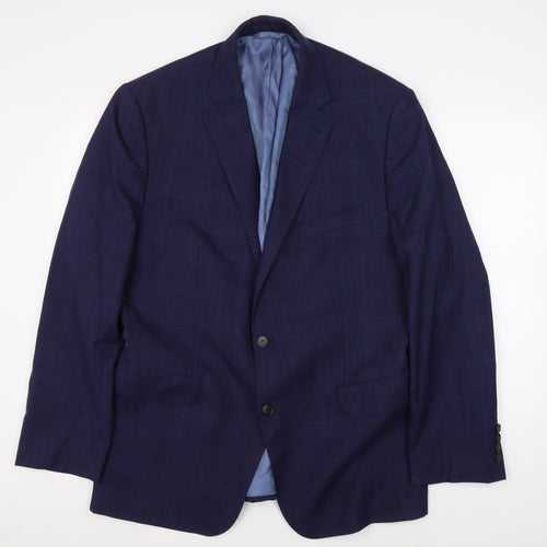 Moss 1851 Men's Blue Checked Blazer, 46 Regular