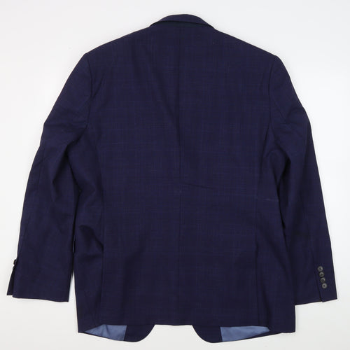 Moss 1851 Men's Blue Checked Blazer, 46 Regular