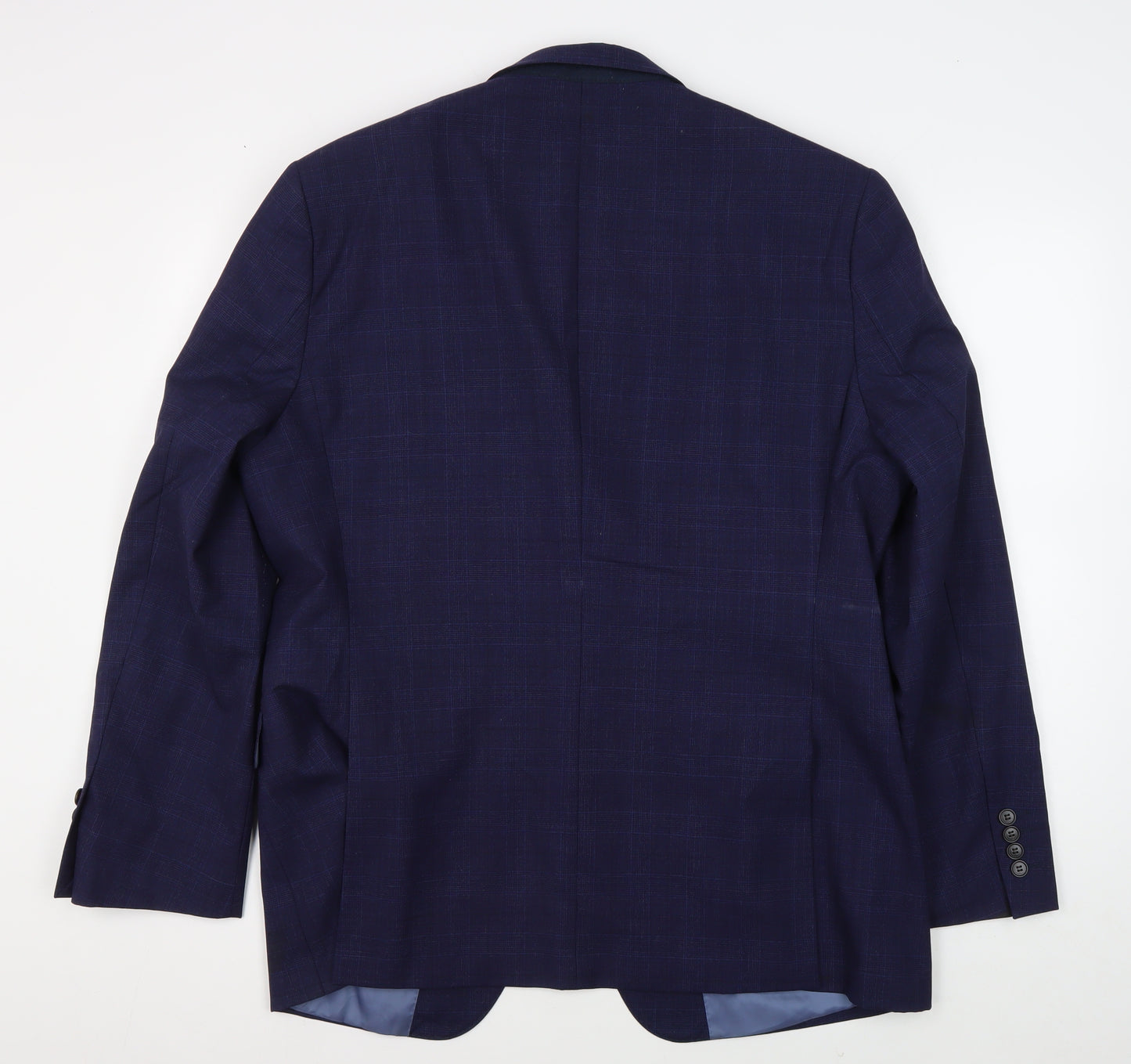 Moss 1851 Men's Blue Checked Blazer, 46 Regular