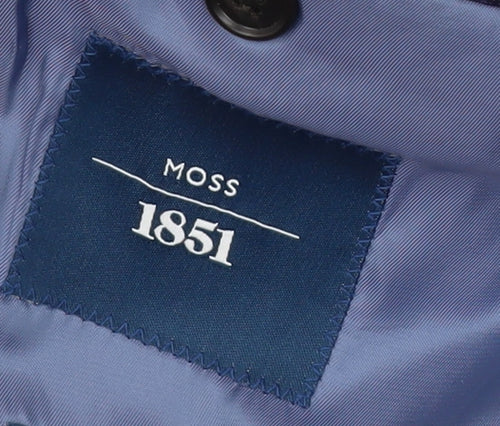Moss 1851 Men's Blue Checked Blazer, 46 Regular