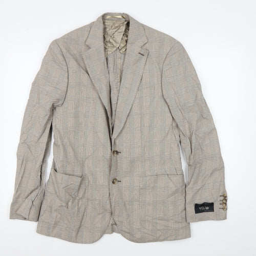 Jaeger Men's Beige Blazer Jacket Size 36R Check