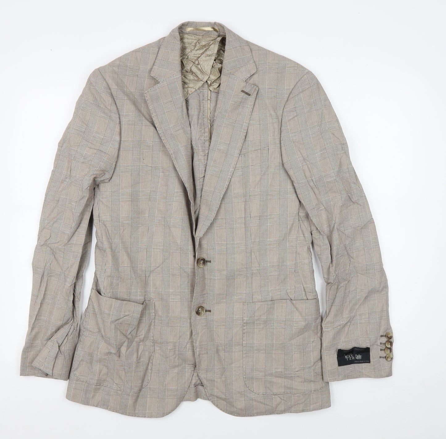 Jaeger Men's Beige Blazer Jacket Size 36R Check