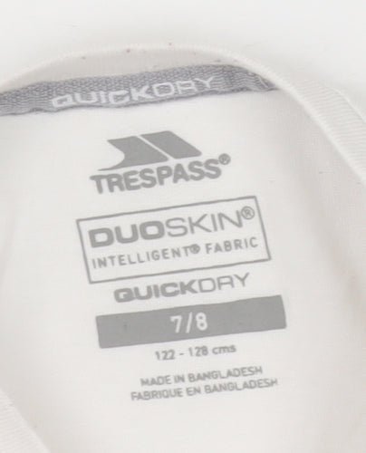 Trespass Boys White Graphic Print Quick Dry T-Shirt, Size 7-8 Years
