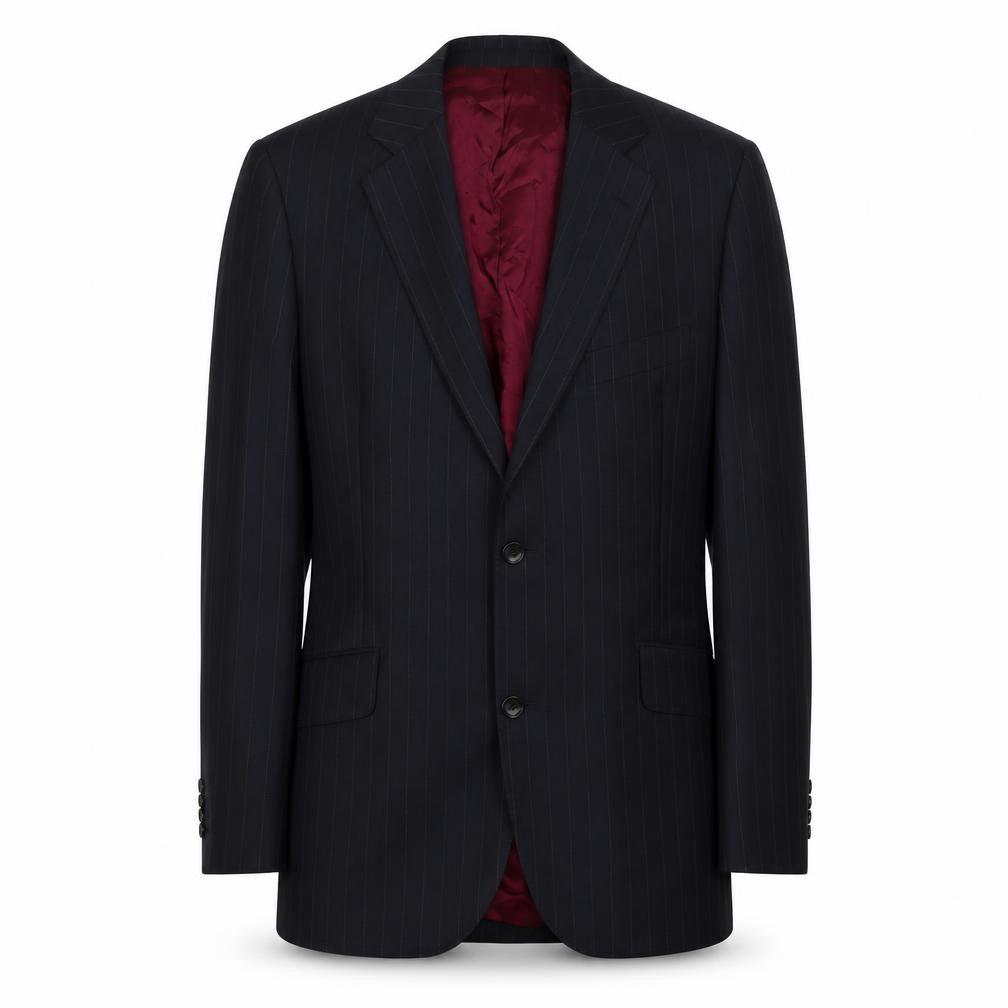 Front view of Austin Reed Men's Blue Striped Wool Blazer - 42R