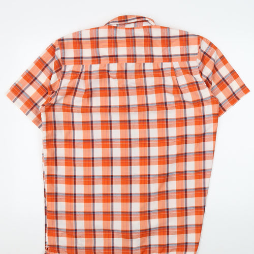 Regatta Men's Orange Plaid Button-Up Short Sleeve Shirt L