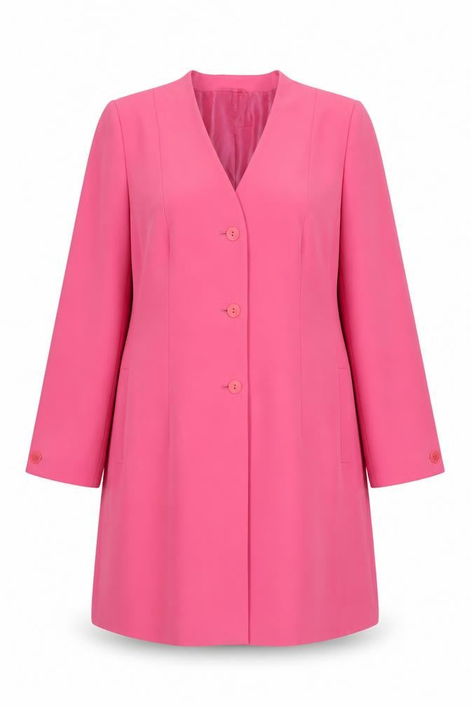Front view of Windsmoor Pink Women's Mid-Length Suit Jacket, size 16