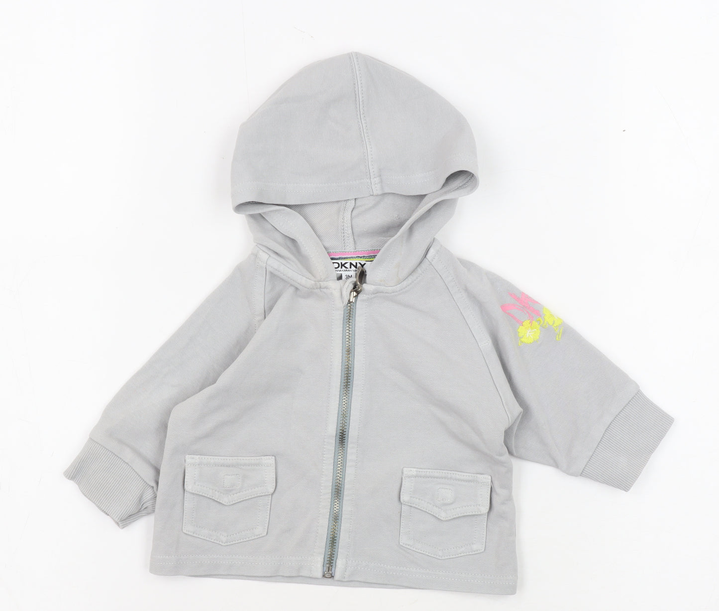 DKNY Unisex Baby Grey Hooded Jacket 0-3 Months