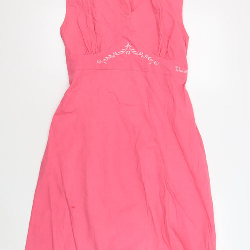 Weird Fish Women's Pink Linen Sleeveless Dress L