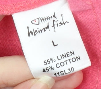 Weird Fish Women's Pink Linen Sleeveless Dress L