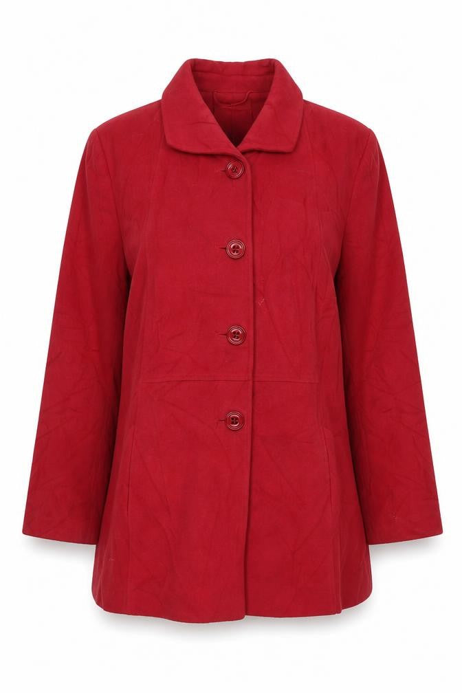Front view of Eastex Women's Red Wool Blend Coat, size 16