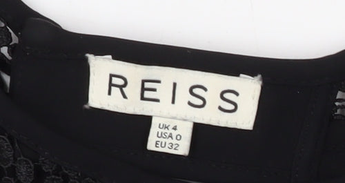 Reiss Women's Black Embroidered Sleeveless Blouse Size 4