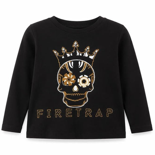 Firetrap Girls Black Graphic Skull T-Shirt 5-6 Years