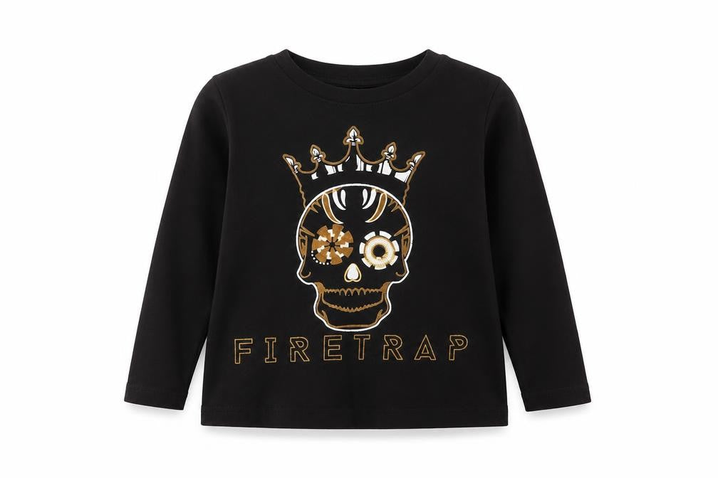 Firetrap Girls Black Graphic Skull T-Shirt 5-6 Years