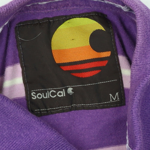 SoulCal Men's Purple Striped Polo, M, Casual Summer Top