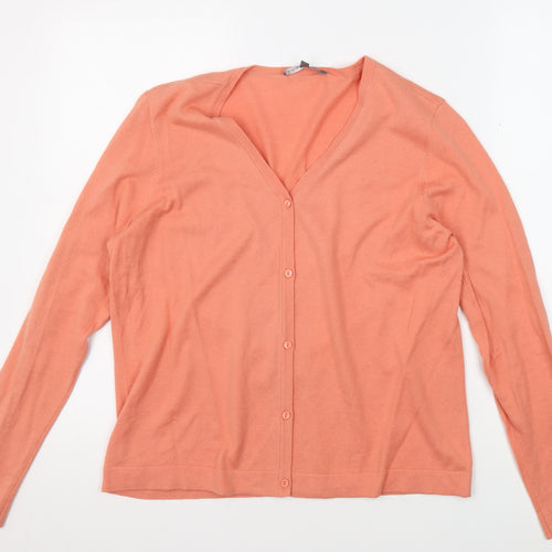 Laura Ashley Women's Orange Cardigan UK 14 V-Neck