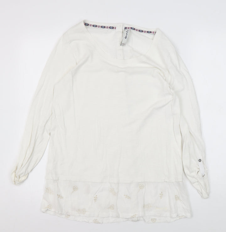 Weird Fish Women's White Tunic Blouse, Size 10, Casual