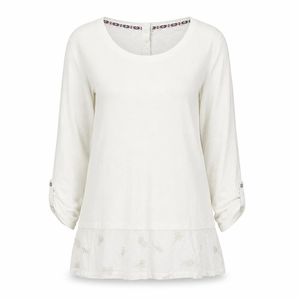 Front view of Weird Fish Women's White Tunic Blouse, size 10, Casual